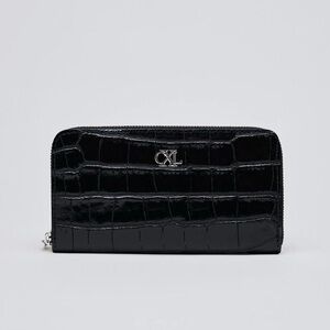 CXL Christian Lacroix Black Croc-Embossed Shoulder Bag